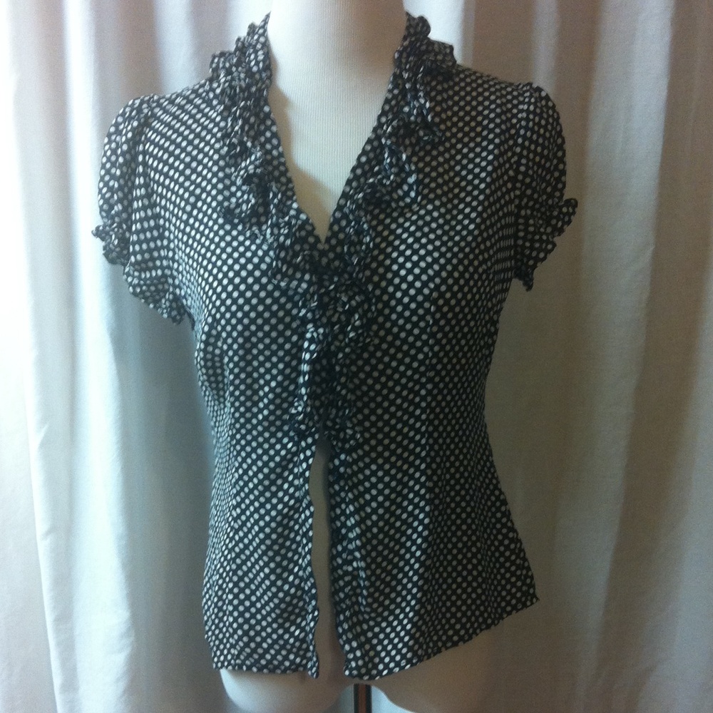 Silk Black and White Polka Dot Shirt